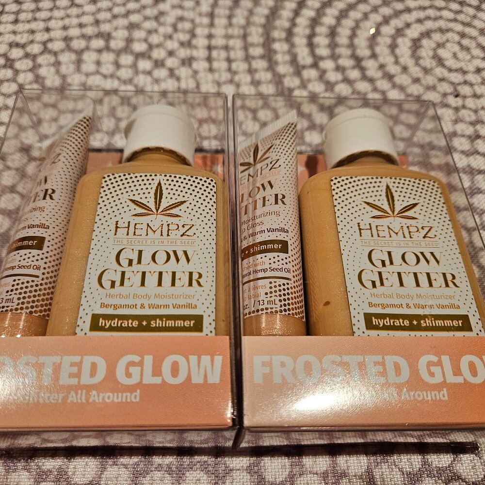 HEMPZ 2 SETS - Frosted Glow Mini Duo - Body Lotion and Lip Shimmer Gloss - NWT!